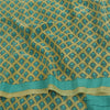 Sanskriti Vintage Sarees Green/Blue Pure Crepe Silk Print Sari 5yd Craft Fabric