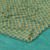 Sanskriti Vintage Sarees Green/Blue Pure Crepe Silk Print Sari 5yd Craft Fabric