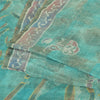 Sanskriti Vintage Sarees Sea-Green Pure Crepe Silk Printed Sari 5yd Craft Fabric