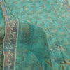 Sanskriti Vintage Sarees Sea-Green Pure Crepe Silk Printed Sari 5yd Craft Fabric