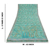 Sanskriti Vintage Sarees Sea-Green Pure Crepe Silk Printed Sari 5yd Craft Fabric