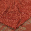 Sanskriti Vintage Sarees Orange Bandhani Printed/Woven Pure Crepe Sari Fabric