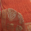 Sanskriti Vintage Sarees Orange Bandhani Printed/Woven Pure Crepe Sari Fabric