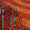 Sanskriti Vintage Sarees Orange Pure Crepe Silk Printed Sari 5yd Craft Fabric