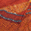 Sanskriti Vintage Sarees Orange Pure Crepe Silk Printed Sari 5yd Craft Fabric