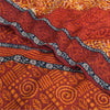 Sanskriti Vintage Sarees Orange Pure Crepe Silk Printed Sari 5yd Craft Fabric