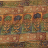 Sanskriti Vintage Sarees Beige Pure Crepe Silk Printed Sari 5yd Craft Fabric