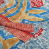 Sanskriti Vintage Sarees Blue 100% Pure Crepe Silk Printed Sari 5yd Craft Fabric