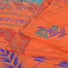 Sanskriti Vintage Sarees Orange/Blue Pure Crepe Silk Print Sari 5yd Craft Fabric