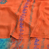 Sanskriti Vintage Sarees Orange/Blue Pure Crepe Silk Print Sari 5yd Craft Fabric