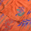 Sanskriti Vintage Sarees Orange/Blue Pure Crepe Silk Print Sari 5yd Craft Fabric