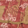 Sanskriti Vintage Sarees Red/Cream Pure Crepe Silk Printed Sari 5yd Craft Fabric