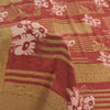 Sanskriti Vintage Sarees Red/Cream Pure Crepe Silk Printed Sari 5yd Craft Fabric