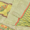 Sanskriti Vintage Sarees Green Pure Crepe Silk Printed Sari 5yd Craft Fabric