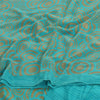 Sanskriti Vintage Sarees Blue/Cream Pure Crepe Silk Print Sari 5yd Craft Fabric