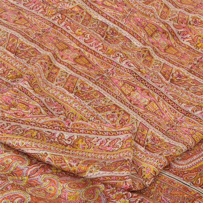 Sanskriti Vintage Sarees Multi Hand Block Printed Pure Crepe Silk Sari 6ydFabric