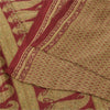 Sanskriti Vintage Sarees Green/Red Pure Crepe Silk Printed Sari 6yd Craft Fabric