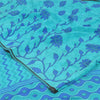 Sanskriti Vintage Sarees Blue 100% Pure Crepe Silk Printed Sari 5yd Craft Fabric