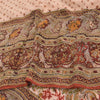 Sanskriti Vintage Sarees Peach Hand Block Printed Pure Crepe Silk Sari Fabric