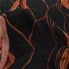 Sanskriti Vintage Sarees Black/Orange Pure Crepe Silk Printed Sari Craft Fabric