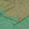 Sanskriti Vintage Sarees Green Pure Crepe Silk Printed Sari 5+yd Craft Fabric