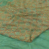 Sanskriti Vintage Sarees Green Pure Crepe Silk Printed Sari 5+yd Craft Fabric