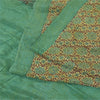 Sanskriti Vintage Sarees Green Pure Crepe Silk Printed Sari 5+yd Craft Fabric