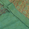 Sanskriti Vintage Sarees Green Pure Crepe Silk Printed Sari 5+yd Craft Fabric