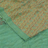 Sanskriti Vintage Sarees Green Pure Crepe Silk Printed Sari 5+yd Craft Fabric