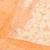 Sanskriti Vintage Sarees Ivory/Orange Pure Crepe Printed Sari 6+yd Craft Fabric