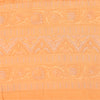 Sanskriti Vintage Sarees Ivory/Orange Pure Crepe Printed Sari 6+yd Craft Fabric