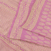 Sanskriti Vintage Sarees Pink Pure Crepe Block Printed Sari 6+yd Craft Fabric