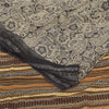 Sanskriti Vintage Sarees Black Pure Crepe Silk Printed Sari 5+yd Craft Fabric