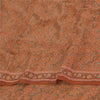 Sanskriti Vintage Sarees Rusty Orange Pure Crepe Printed Sari 5+yd Craft Fabric