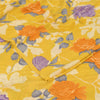 Sanskriti Vintage Sarees Yellow Pure Crepe Silk Printed Sari 5+yd Craft Fabric