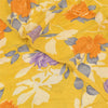 Sanskriti Vintage Sarees Yellow Pure Crepe Silk Printed Sari 5+yd Craft Fabric