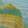 Sanskriti Vintage Sarees Blue/Lemon Pure Crepe Silk Print Sari 5+yd Craft Fabric