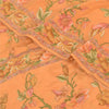 Sanskriti Vintage Sarees Peach Pure Crepe Silk Printed Sari 5+yd Craft Fabric