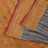 Sanskriti Vintage Sarees Gray/Orange Pure Crepe Printed Sari 5+yd Craft Fabric