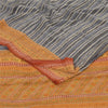 Sanskriti Vintage Sarees Gray/Orange Pure Crepe Printed Sari 5+yd Craft Fabric