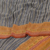 Sanskriti Vintage Sarees Gray/Orange Pure Crepe Printed Sari 5+yd Craft Fabric