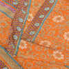 Sanskriti Vintage Sarees Orange Pure Crepe Silk Printed Sari 5+yd Craft Fabric