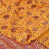 Sanskriti Vintage Sarees Yellow Pure Crepe Silk Printed Sari 5+yd Craft Fabric