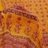 Sanskriti Vintage Sarees Yellow Pure Crepe Silk Printed Sari 5+yd Craft Fabric