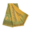 Sanskriti Vintage Sarees Yellow/Green Rhinestone Pure Crepe Printed Sari Fabric