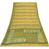 Sanskriti Vintage Sarees Yellow/Green Rhinestone Pure Crepe Printed Sari Fabric