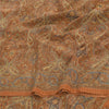 Sanskriti Vintage Sarees Orange Pure Crepe Silk Printed Sari 5+yd Craft Fabric