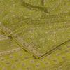 Sanskriti Vintage Sarees Green Pure Crepe Silk Printed Sari 5+yd Craft Fabric