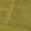 Sanskriti Vintage Sarees Green Pure Crepe Silk Printed Sari 5+yd Craft Fabric