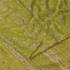 Sanskriti Vintage Sarees Green Pure Crepe Silk Printed Sari 5+yd Craft Fabric